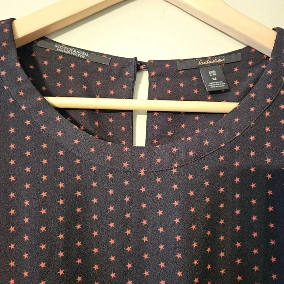 Scotch & Soda Stars Print Long Sleeve Low Waist Mini Ruffled Dress Size Medium. - Picture 8 of 16